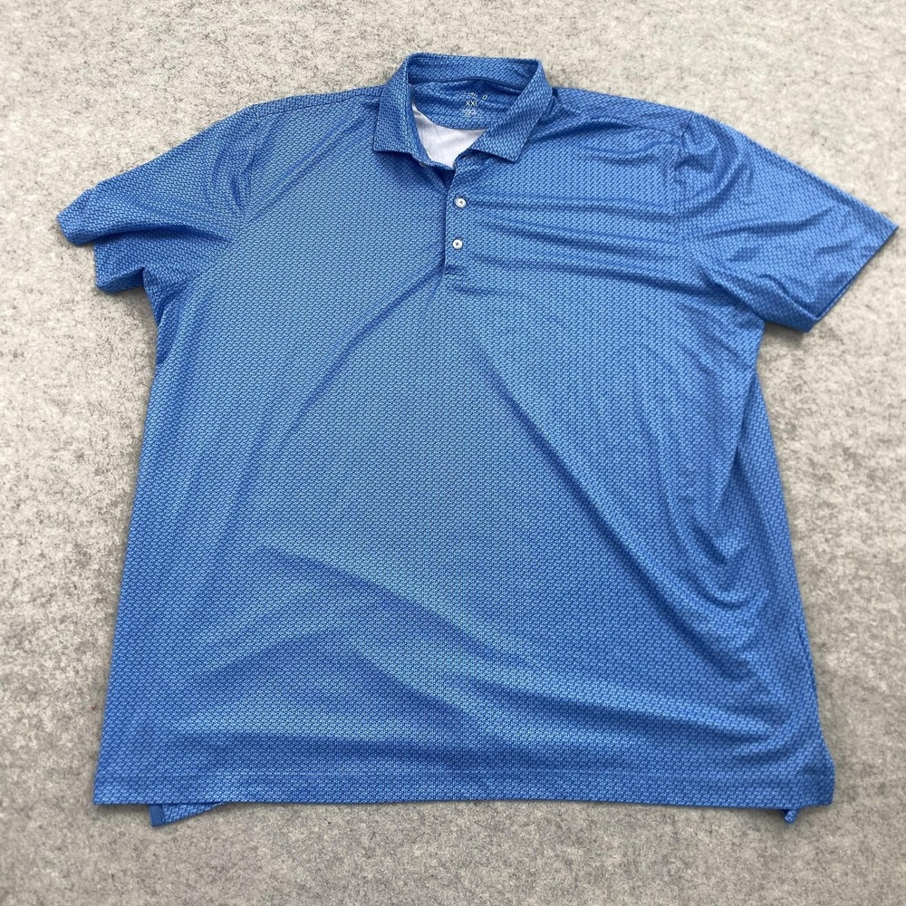 Johnnie-O Polo Shirt Mens 2XL Blue Geometric UPF 50 Golf Stretch Performance
